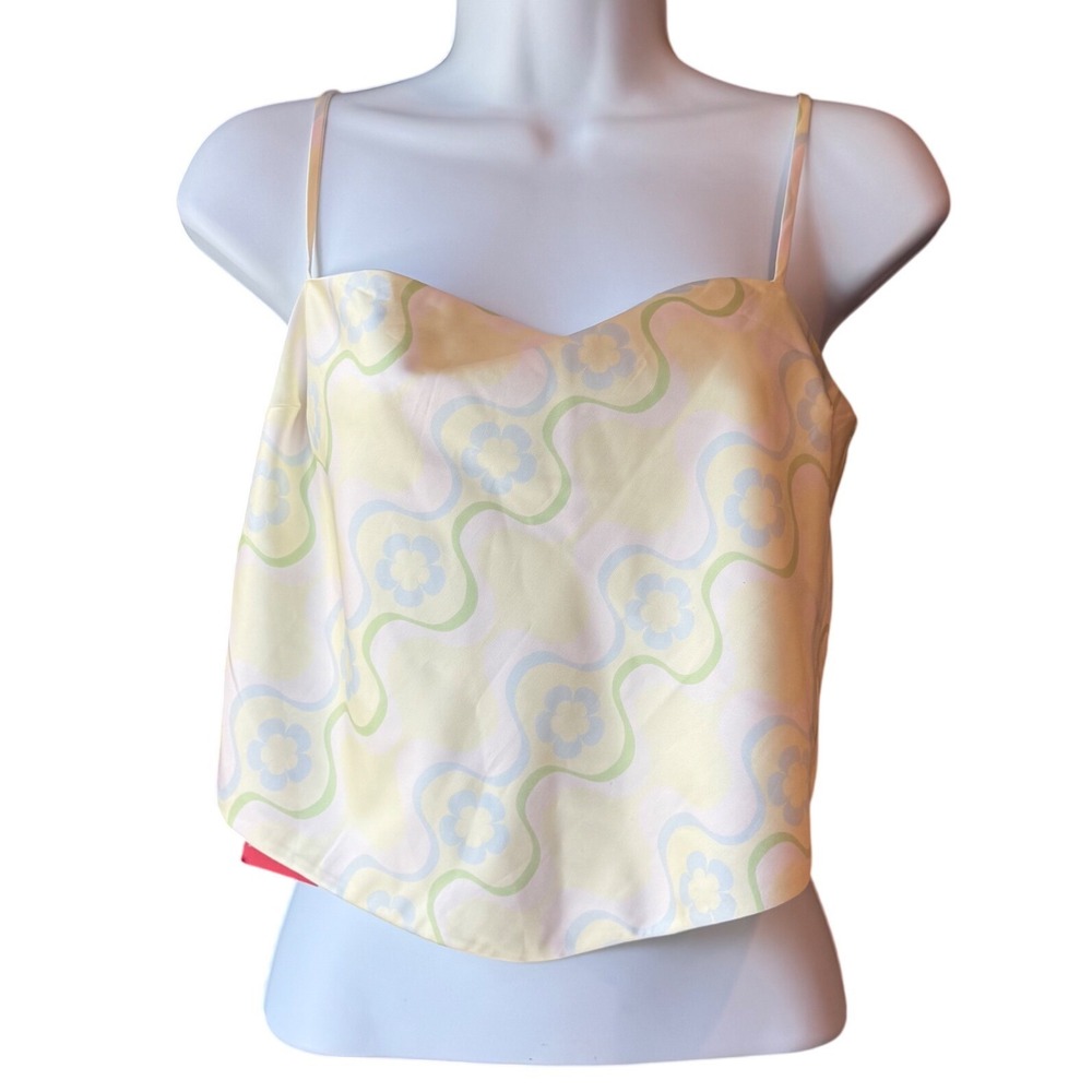 Sun-deh Aritzia‎ Elektra Floral Print Tie Back Cami Top Vanilla Size Large NEE